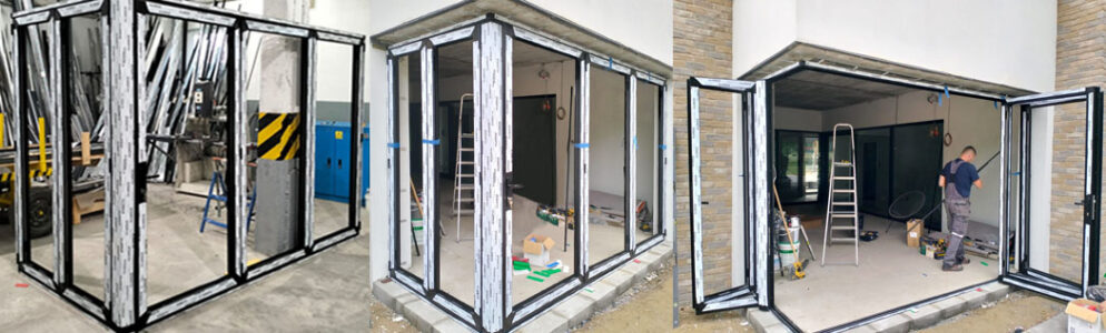 Nowoczesne aluminiowe drzwi harmonijkowe (składane)