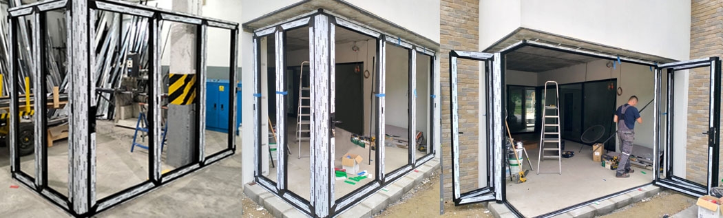 Nowoczesne aluminiowe drzwi harmonijkowe (składane)